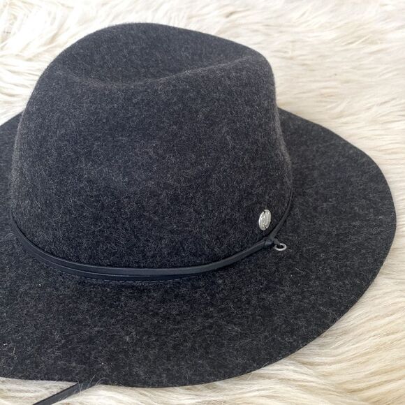 Coal Headwear Dark Gray and Black Leather Band Wool Fedora Hat sz L Western Boho
